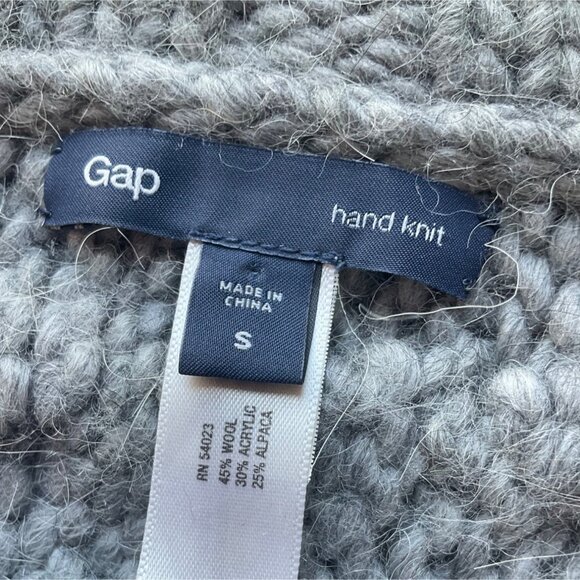 GAP Sz Small Cardigan Sweater High collar hand-knitted Cable Knit Wool Alpaca - Picture 6 of 12